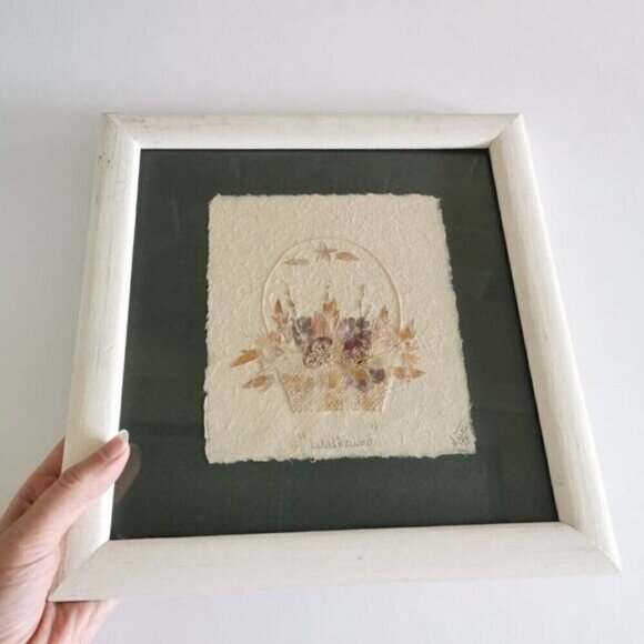 Vtg Pressed Flower Art Framed - Cottage Core Dried Floral Botanical Wall Art - Picture 9 of 10